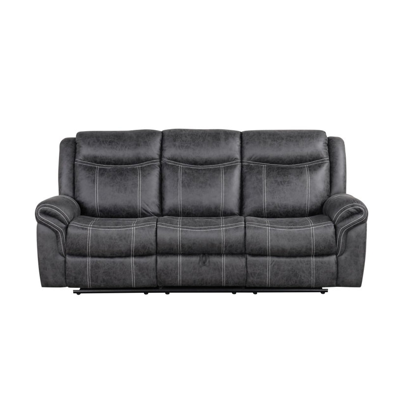 Dark Gray Polish Microfiber Power Motion Sofa W/Drop Down Table