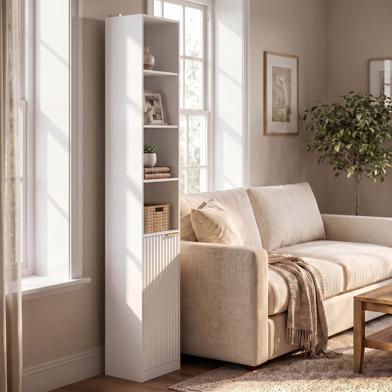 182 cm H x 30 cm W Bookcase, White, Gold