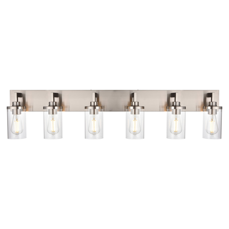 Luminaire de salle de bain 6 lumières au-dessus d'un miroir en chrome, luminaire industriel moderne, Nickel