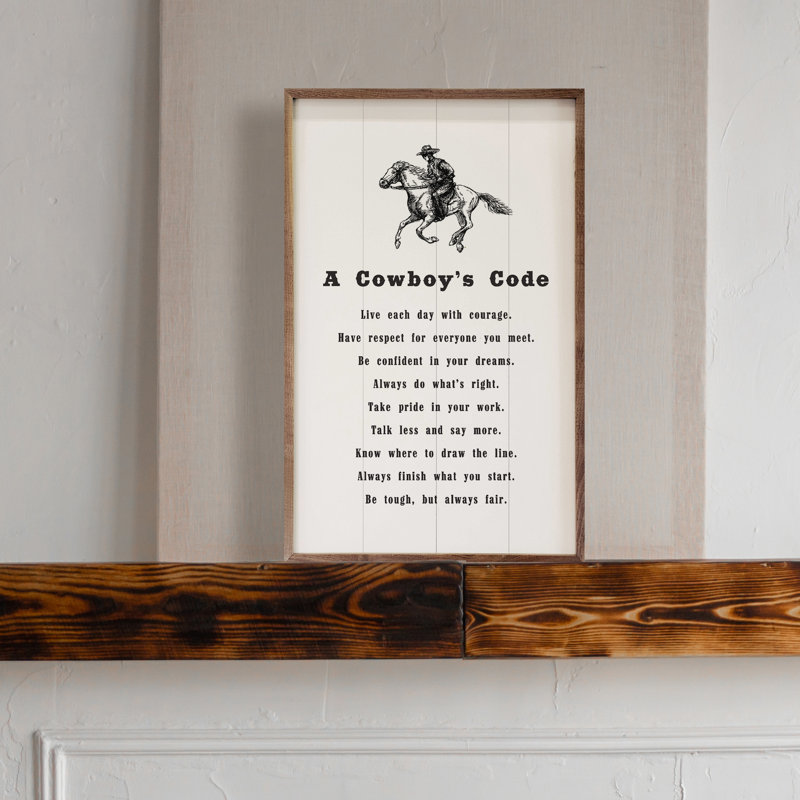 " Cowboy Code ", 24" H  x 16" W  x  1" D