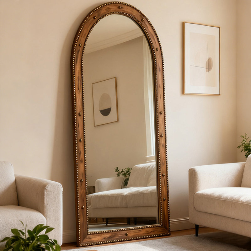 Half-Circle Manufactured Wood Full Length Mirrors, 74.8" H x 39.37" W