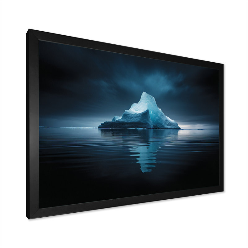 " Blue Black Iceberg Frozen Embrace ", H 34 po x l 44 po x P 1,5 po, Cadre simple noir