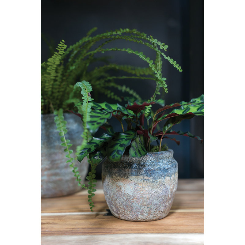 Handmade Ceramic Pot Planter, 4.25" H x 4.75" W x 4.75" D