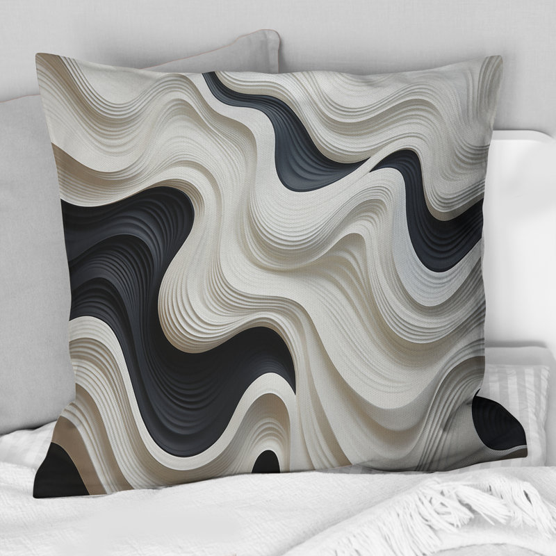 Coussin décoratif noir et blanc Opt Art