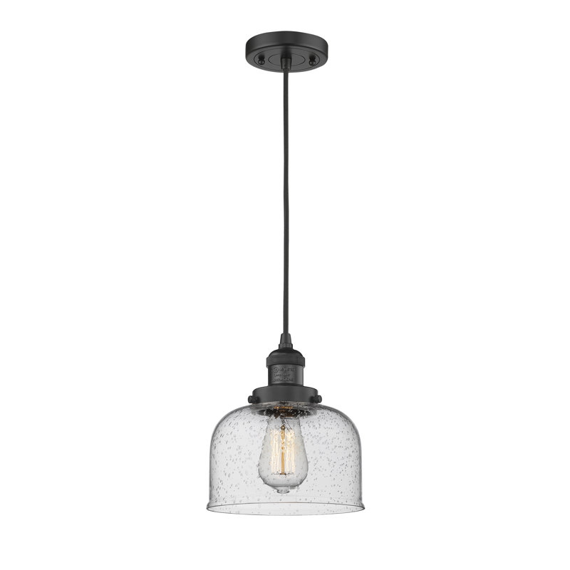 Luminaire suspendu en forme de cloche à 1 lumière Metropole, Grainé, Noir mat, DEL