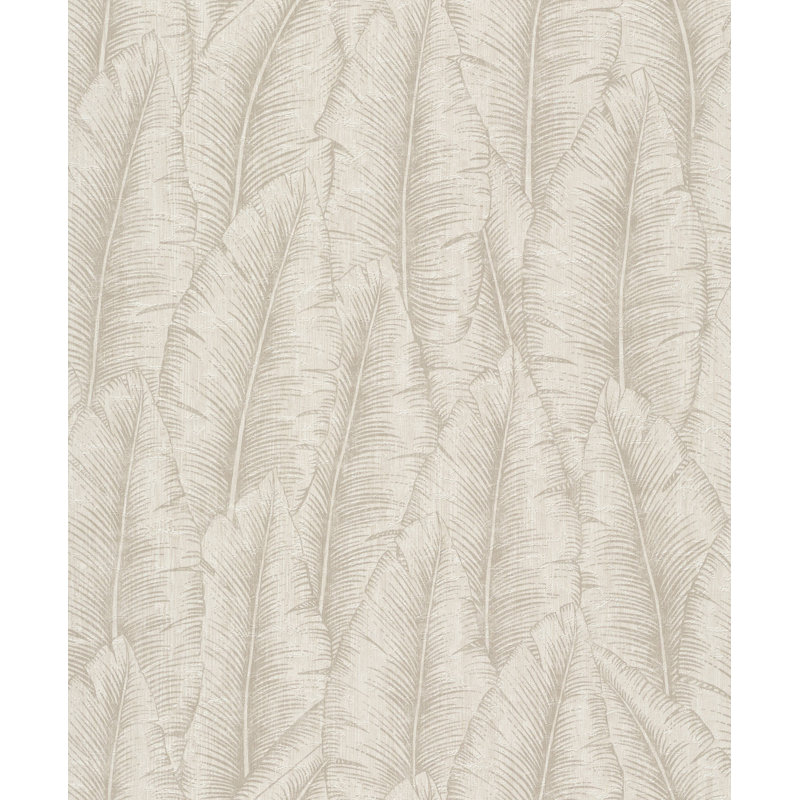 Papier peint botanique feuilles tropicales, Blanc