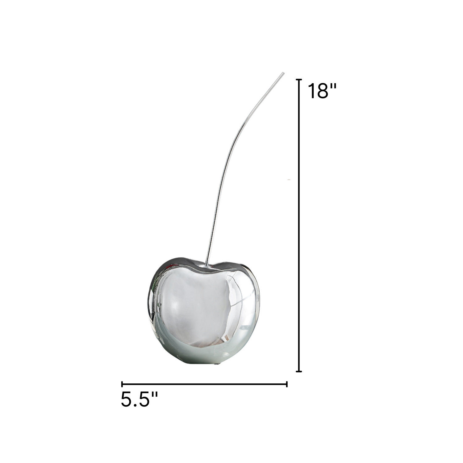 Izara Food & Beverage Figurines & Sculptures, Chrome Cherry, 18" H x 5.5" W x 5" D