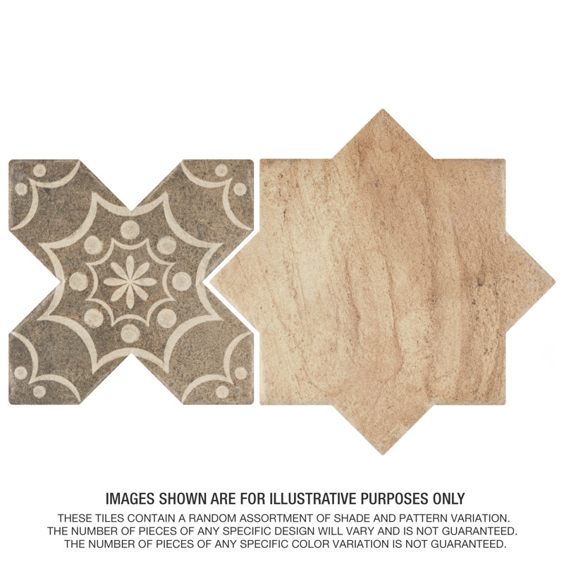 Tech Land Star & Cross Fire 6" x 12" Porcelain Singular Wall Floor Use Tile