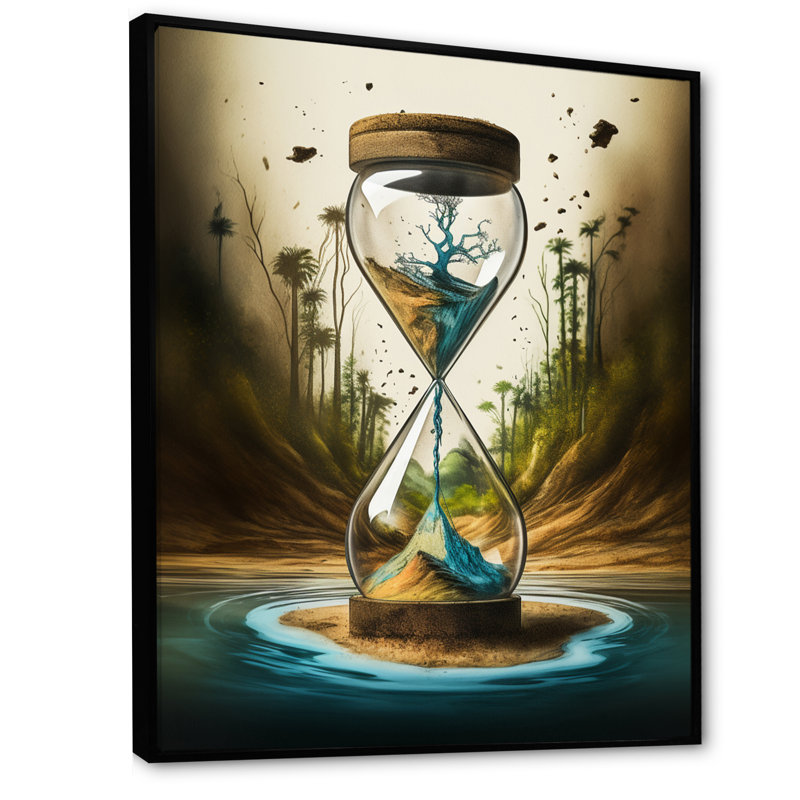 «Hyperealistic Hour Glass IV», reproduction d'art sur toile, L 12 po x H 20 po, Cadre flottant noir
