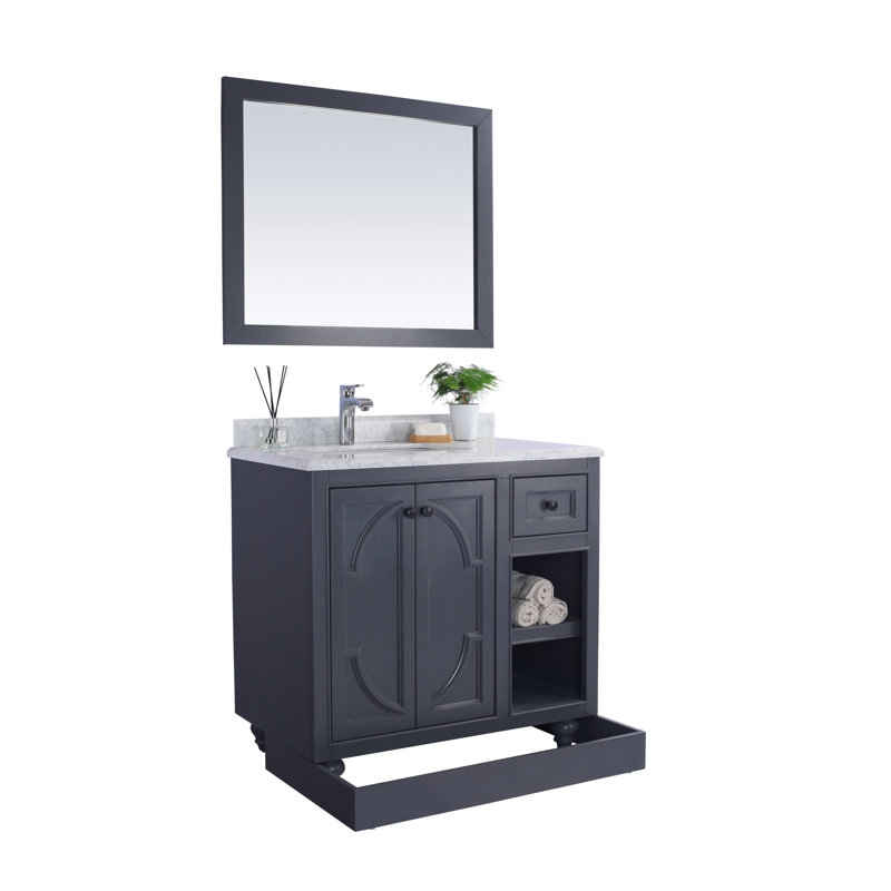 Ensemble de meuble-lavabo simple 36 po Mundy, Gris érable, Noir mat