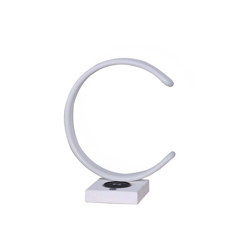 Lampe de table 13,5 "en forme de C avec port USB / chargeur sans fil
