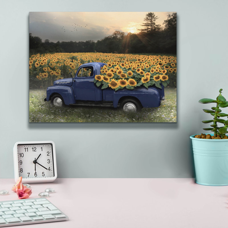 "Champ de tournesols au crépuscule" par Lori Deiter, H 12 po x l 16 po x P 0,75 po