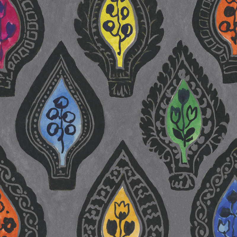 Floral Wallpaper Roll, Gray