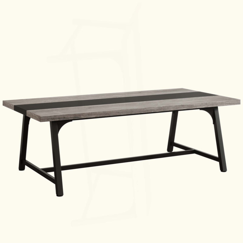 Modern Rectangular Conference Table For 6-8 People, Office Executive Desk With Durable Metal Frame, Large Work Surface For Boardroom & Team Collaboration