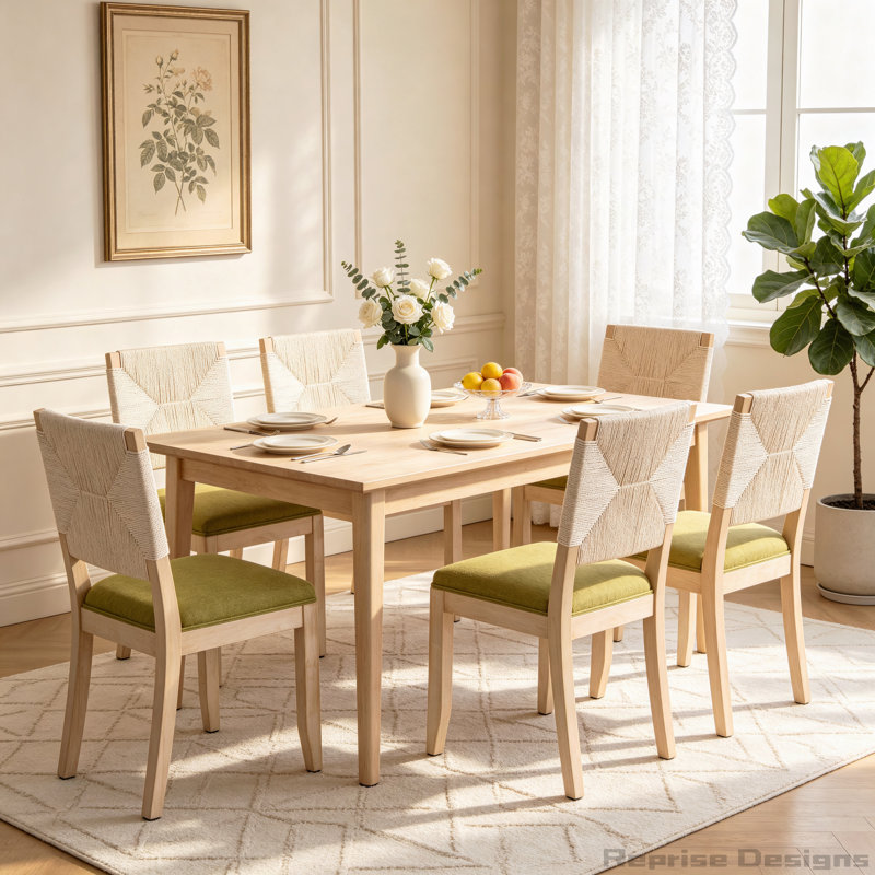 Chaise tissée à dossier, Vert olive, Vert olive