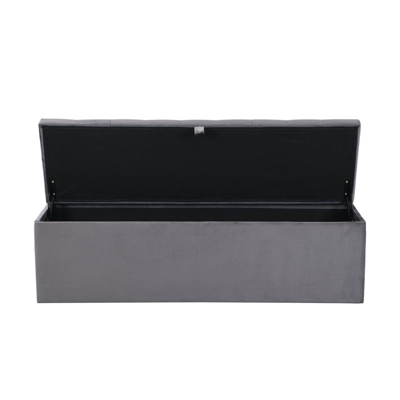 Upholstered Storage Bench, Grey