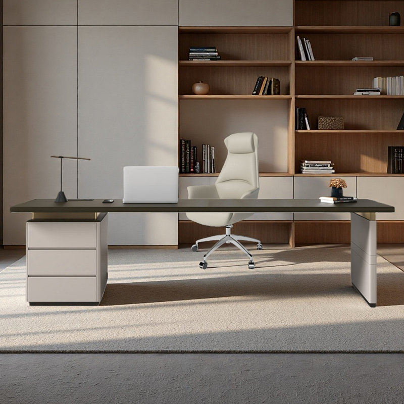 Bureau, bureau simple, piano, finition laquée, H 29,53 po x l 94,49 po x P 27,56 po