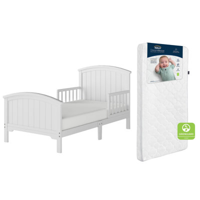 Ensemble de lit pour tout-petits Child Craft Hampton en blanc mat avec matelas respirant HALO DreamWeave