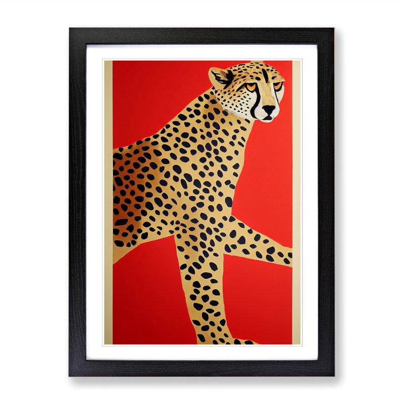 Arife Retro Cheetah Art - Wall Art, Black, 64cm H x 46cm W x 2cm D