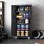 Armoire roulante verrouillable 72 po avec 2 portes et 4 tablettes réglables, rangement de garage robuste pour atelier / maison - conception de porte perforée, armoire mobile en acier