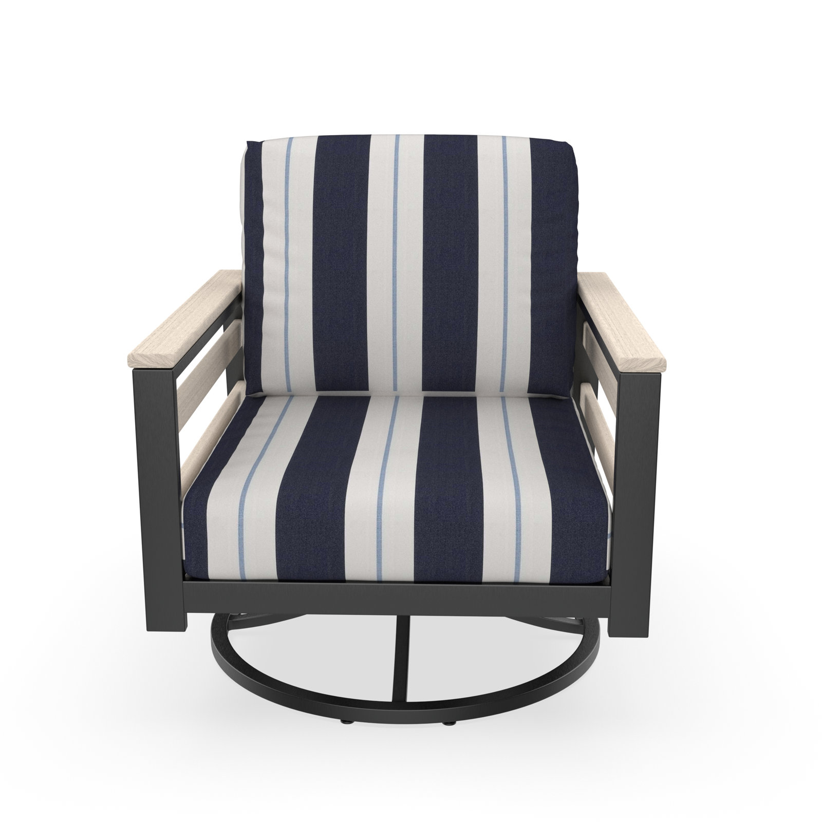 Townsend Sunbrella® Metal Swivel Patio Rocking Chair, White, Sunbrella Relate Harbor