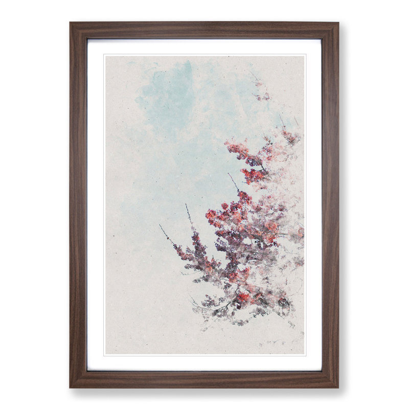 Branches of a Cherry Blossom Tree Watercolour - Picture Frame Graphic Art, 36cm H x 27cm W x 2cm D, Walnut