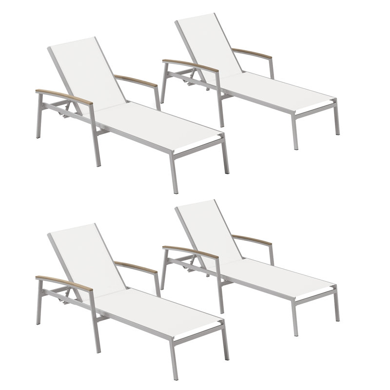Travira Outdoor Chaise Lounge, Natural Sling, Tekwood Vintage, Flint