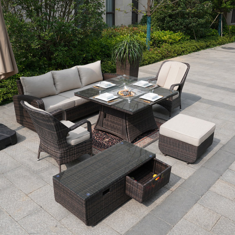 Alide 6 - Person Patio Conversation Set with Cushions