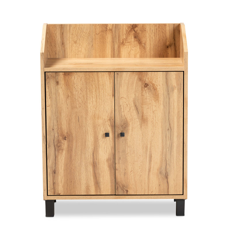 Marialy 8 Pair Shoe Storage Cabinet, Oak
