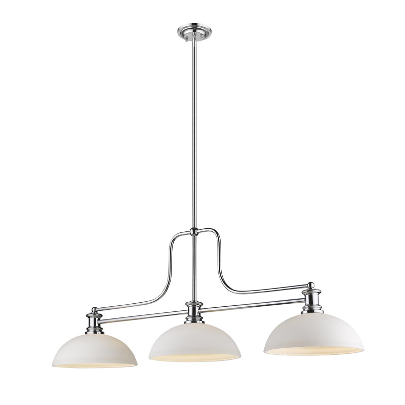 Hagood 3 - Light Kitchen Island Pendant, Brushed Nickel, Matte Opal