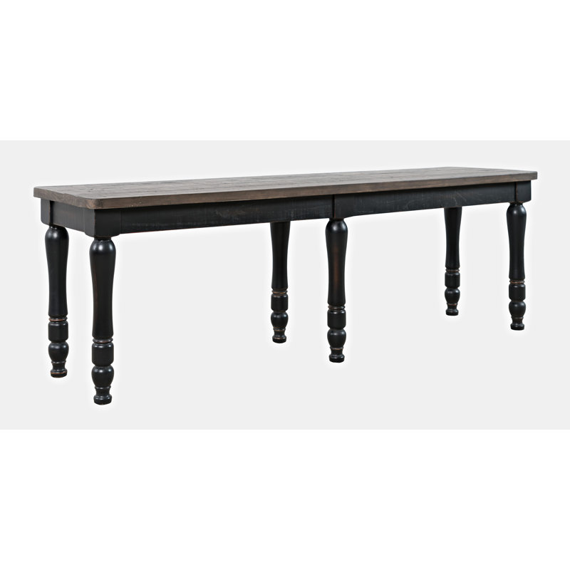 Banc en bois massif Karley, Noir rétro