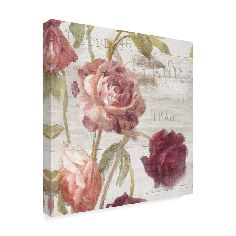 « french roses iv », reproduction de peinture à l’acrylique sur toile tendue, H 18 po x l 18 po x P 2 po