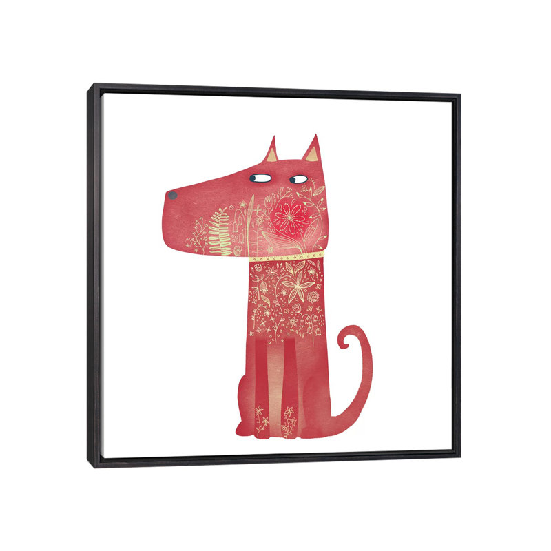 Flowerhound par Nic Squirrell - impression d'art graphique, H 37 po x l 37 po x P 1,5 po, Toile avec cadre noir patiné