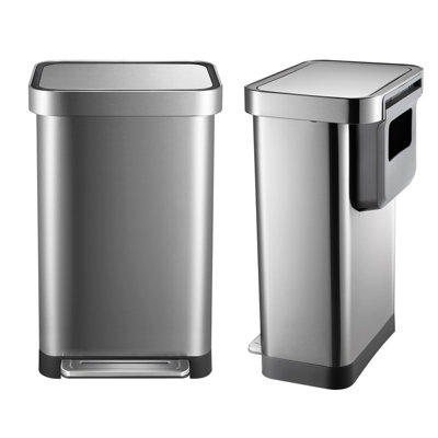 13 Gal/50 L Garbage Can Kitchen Trash Can with Trash Bag Holder, Step Trash Bin without Inner Bucket