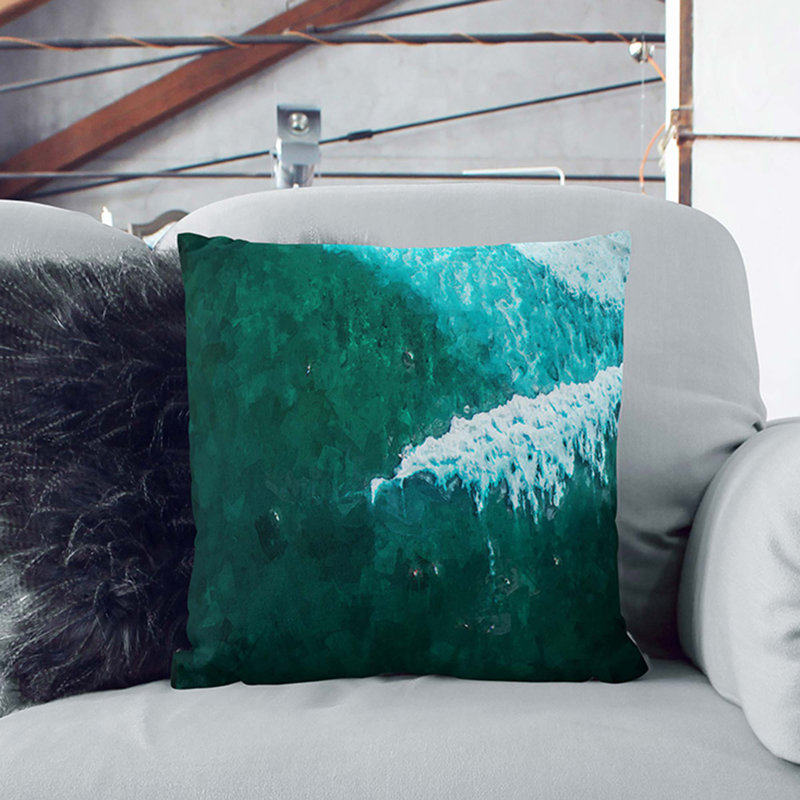 Surfers in the Great Ocean Cushion with Filling, White, 55cm H x 55cm W x 20cm D