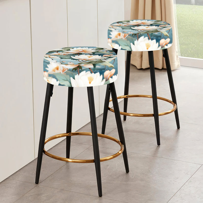 Lotus Blossom Tranquility - ensemble de 2 tabourets de bar chinois