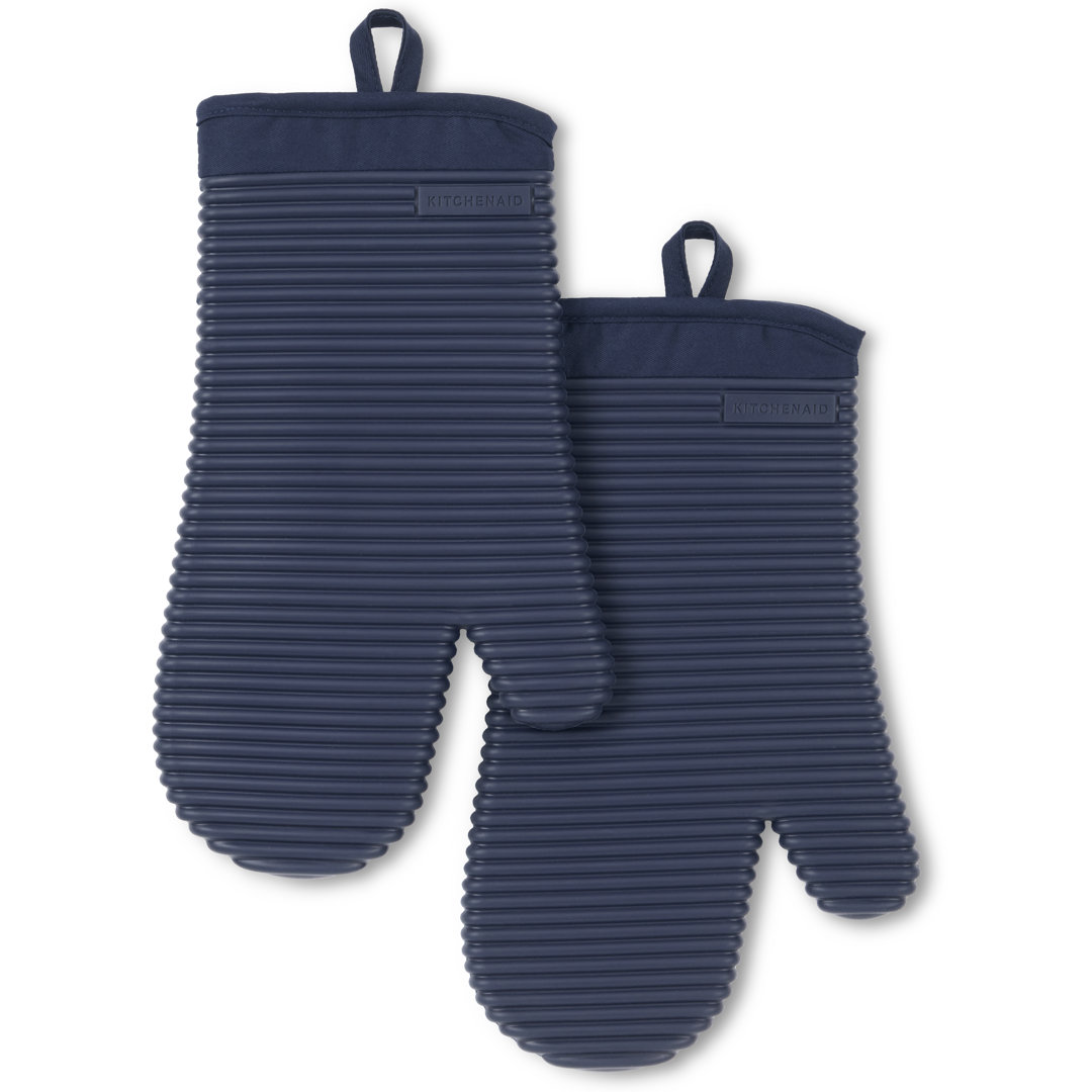 KitchenAid Ribbed Soft Silicone Oven Mitt (Set of 2) KitchenAid® Color: Navy