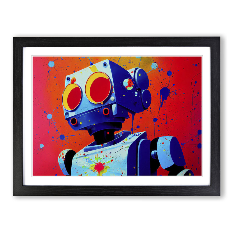 XH1022-7531X Robot Splash Vol.1 - Single Picture Frame Painting, 25cm H x 34cm W x 2cm D, Black 