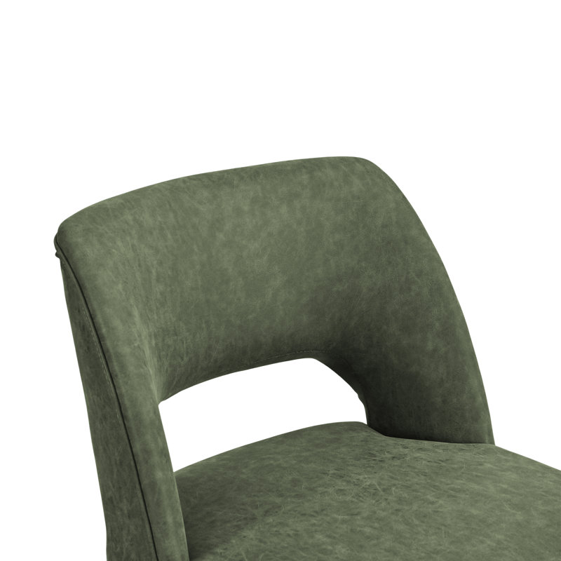  Bisto Faux Leather Upholstered Counter Height Bar Stool With Solid Wood Legs Set of 6, Green, 6
