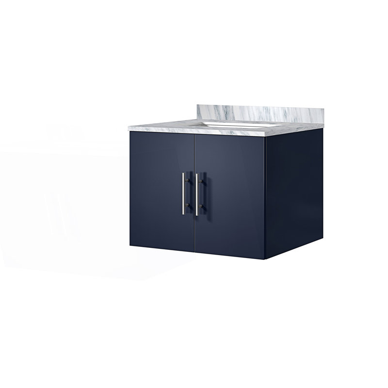 24 po X P 22 po Meuble-lavabo D avec comptoir en marbre de Carrare, Gris / Blanc, Marine