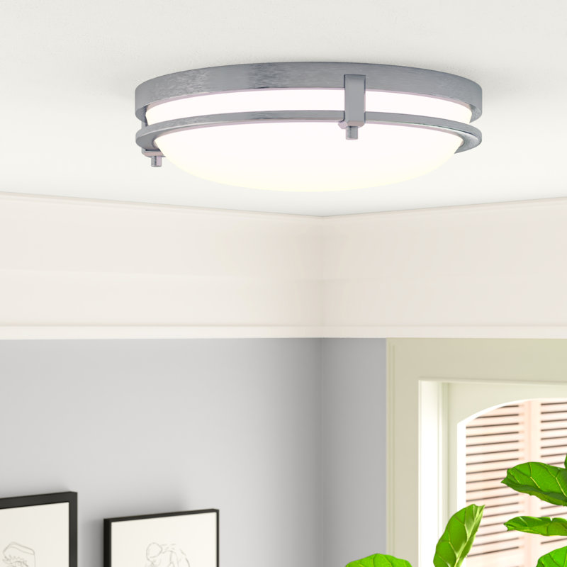 Abeer Glass LED Flush Mount, Brushed Nickel, 4.5"H x 19" W x 19" D