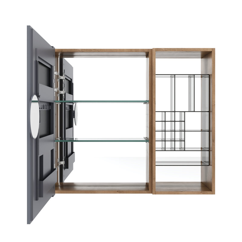 Armoire à pharmacie avec rangement, miroir de salle de bain moderne en bois 31,56 po