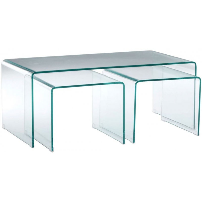 Josefina Glass Top Sled Nesting Tables