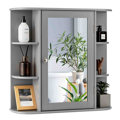 650mm W 640mm H Wall Mounted Required Framed Medicine Cabinet With Mirror And Adjustable Shelf