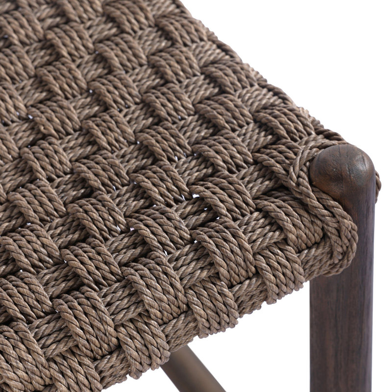 Savio Outdoor Stool-Dark Textured Woven-Counter, 25.98", Brown