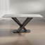 Table de salle à manger moderne en pierre frittée avec base en métal en forme de X-942138533