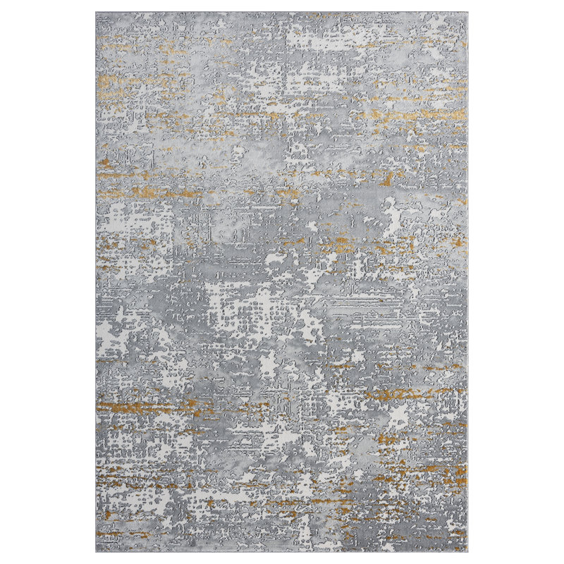 Tapis abstrait gris, Rectangle 9 pi 1 po x 12 pi 3 po