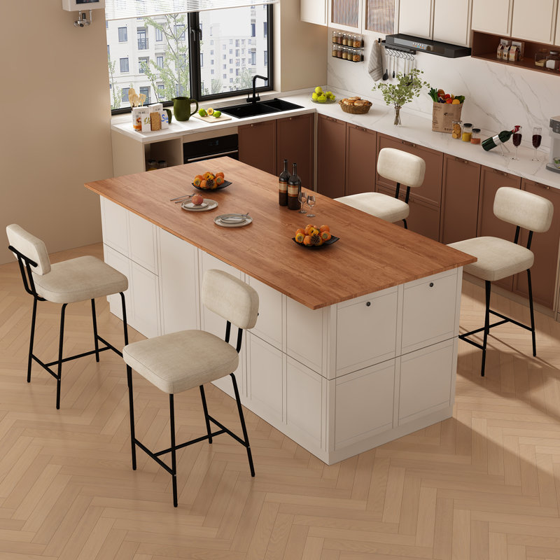 Counter Height Bar Stools , 26 inch Barstools , Fabric Kitchen Counter Stools with Back,  Bar Chairs, 4