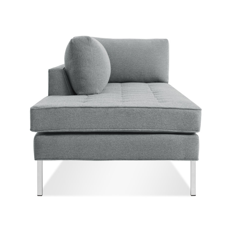 Paramount Chaise Lounge, Sanford Ceramic Crossweave, Stainless Steel, Left Hand Facing
