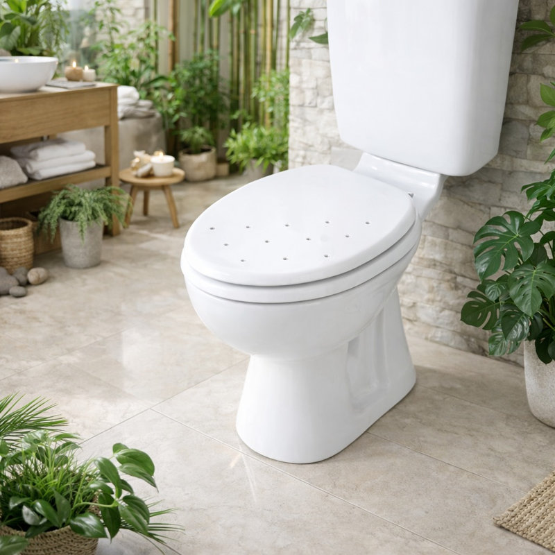 Wooden Diamante Toilet Seat White 